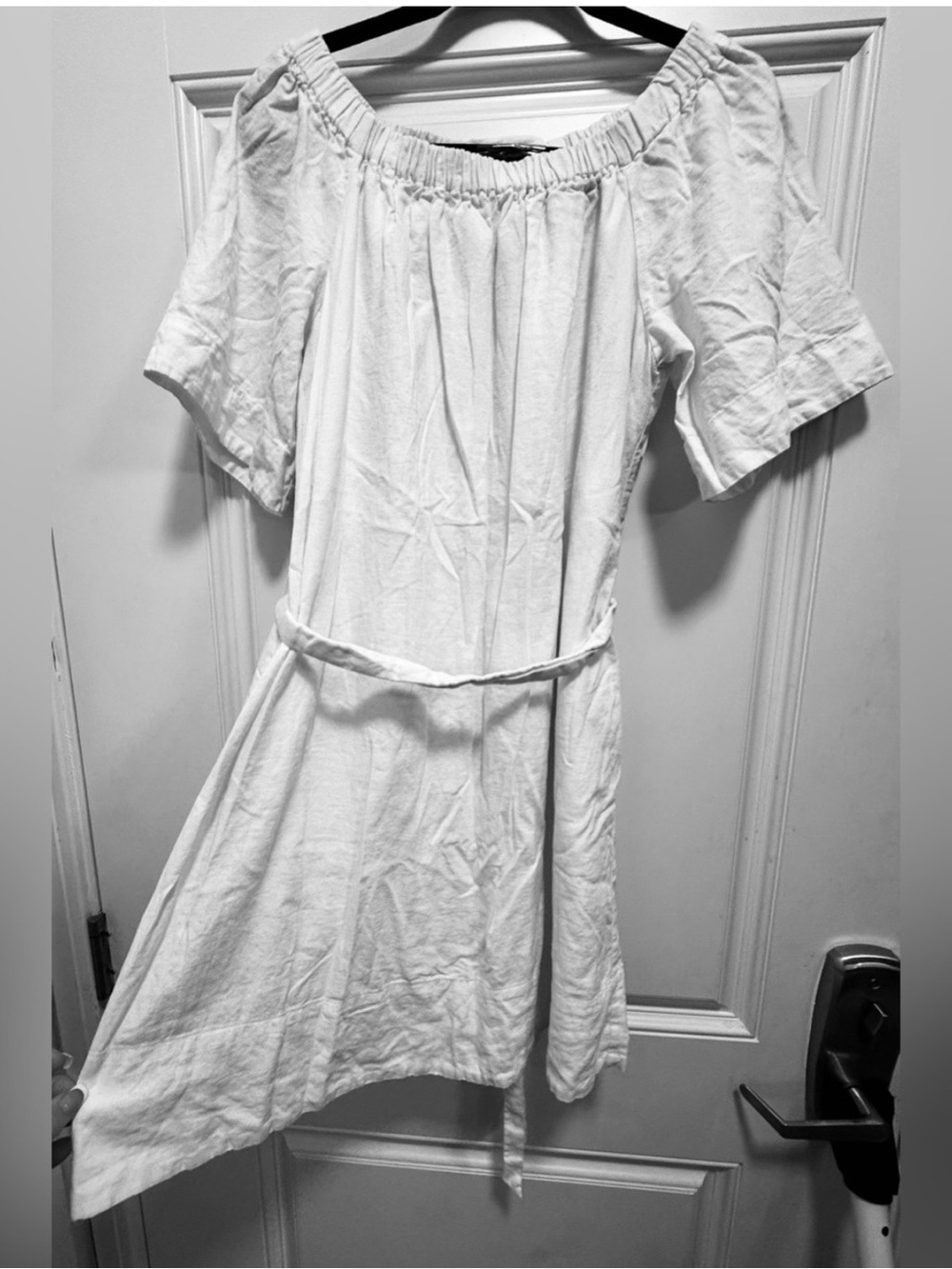 Banana Republic White Off-Shoulder Mini Dress with Belt